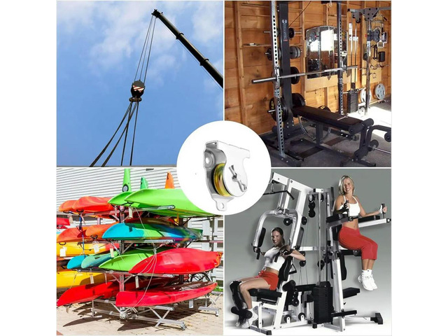 10pcs Wall Mount Pulleys, 1-1/2' Ceiling Mount Single Pulley V-Groove Pulley Hardware Accessories for 3/8' Wire or Rope