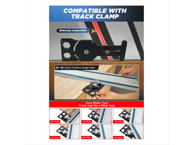 Adjustable Angle Track Saw Square with -45° to 45° Quick Positive Angle Stop Guide Rail Square 90 Degree Right Angle