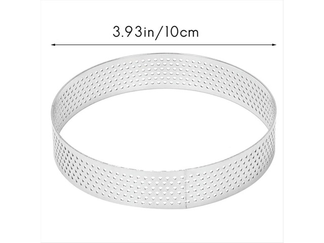 40Pcs Circular Tart Rings with Holes Stainless Steel Fruit Pie Quiches Cake Mousse Mold Kitchen Baking Mould 10cm
