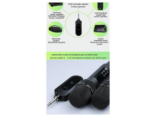 One-to-Two Universal Microphone System for Home Karaoke & Outdoor Sound Systems 2.4GHz Handheld Microphone