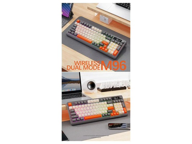 M96 Mechanical Keyboard Bluetooth Dual Mode Connection with Multimedia Knob,Colorful Backlight