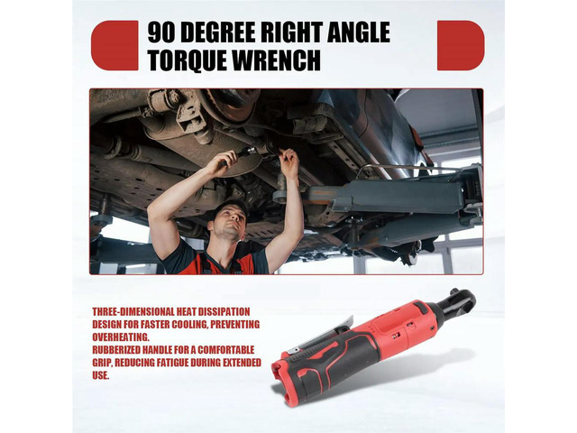 18V Electric Ratchet Cordless 90 Degree Right Angle Torque Wrench Auto Repair Tool