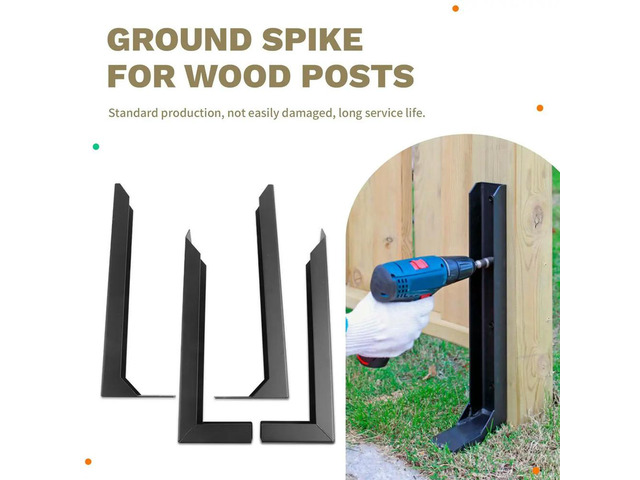 Fence Post Repair Kit,Heavy Duty Steel Fence Post Anchor Ground Spike,Quick Fix Broken/Leaning Wood Posts(2-Pack)