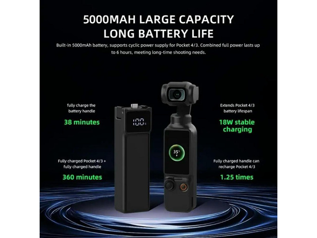 Lightweight Extension Grip for Pocket 3 4 With Digital Power