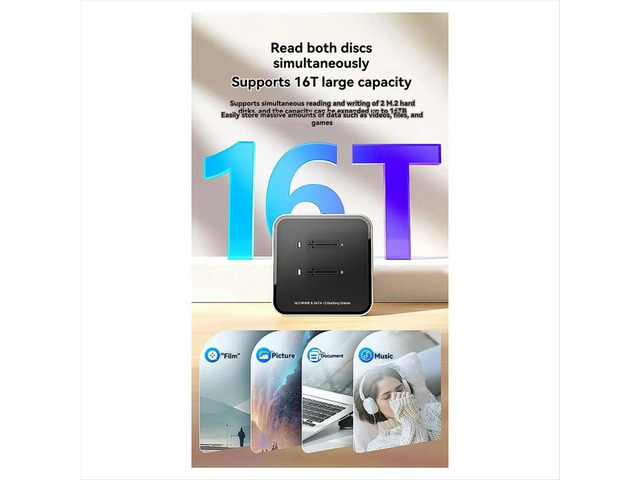 Dual Disk M.2 Dual Protocol, Hard Disk Seat, Solid State Drive Box TYPE-C HUB Expansion 10Gbps EU Plug