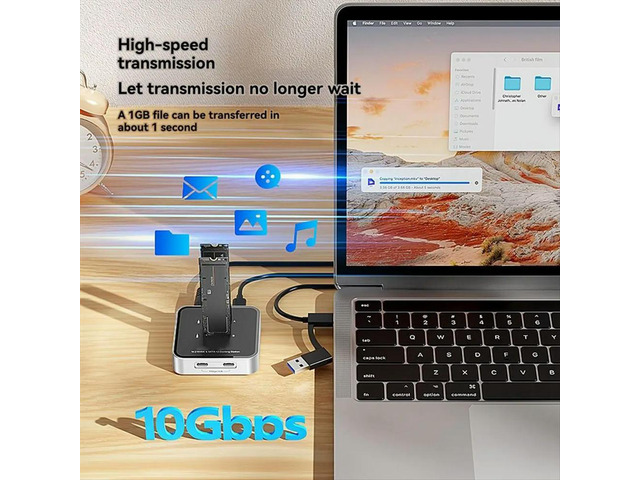 Dual Disk M.2 Dual Protocol, Hard Disk Seat, Solid State Drive Box TYPE-C HUB Expansion 10Gbps US Plug