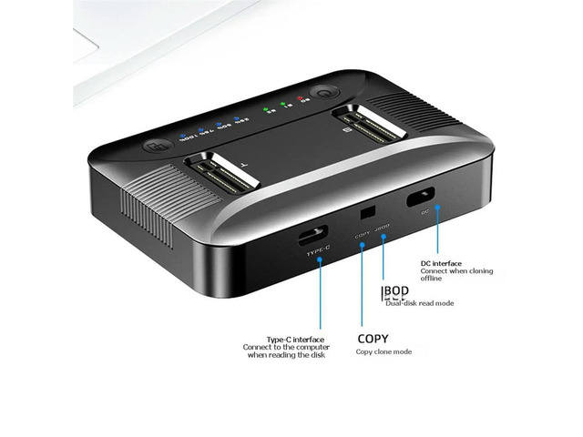 M.2 NVMe/SATA Dual-Bay Hard Drive Docking Station Offline Clone Hard Disk USB 3.2 Gen2 SSD Adapter