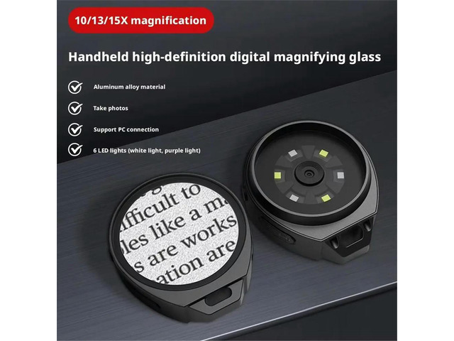 Handheld Digital Magnifying Glass 10/13/15 Times Magnification for Jewelry Appraisal Anti-Funnel Microscope Magnifying
