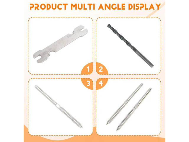 Swage Lag Screws for Cable Railing-1/8' Cable Railing Hardware Kit, Left and Right Handed Thread for Post Railing System