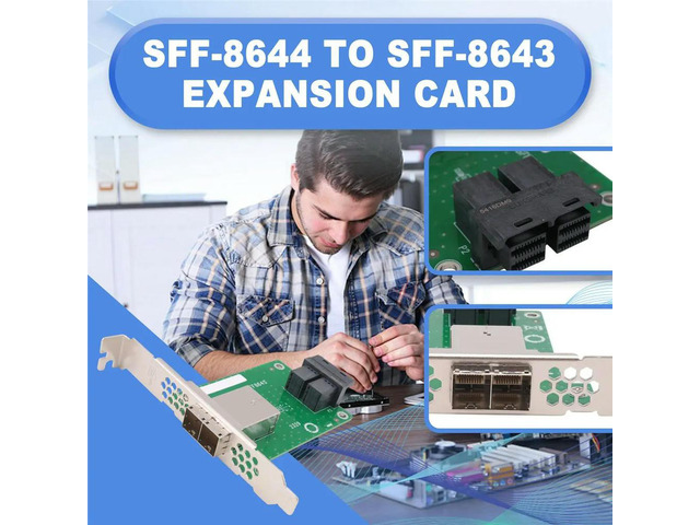2-Port SFF-8644 to SFF-8643 Expansion Card 8 SAS/SATA/SSD 6Gbps Mini SAS HD Riser Card