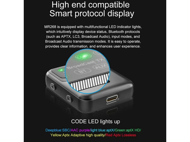 Bluetooth 5.4 Audio LE Audio Adapter,Broadcast 1TX to 100+ RX Devices Sharing,AAC/AptX-AD/LC3,USB EU Plug