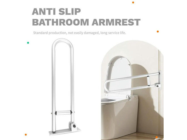 Fold Down Grab Bar - Stainless Steel Flip-Up Handicap Support Bar for Bathroom Shower Safety