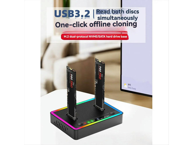 M.2 Duplicator Cloner Dual-Bay Offline USB C Dock, 20Gbps NVMe PCIE NGFF Station for 22110 2280 2260 2242 2230 M.2 SSD