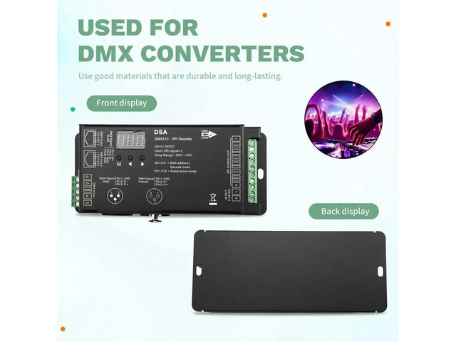 Led Pixel DMX512 to SPI Decoder for DMX Converter MAX900 Dots TTL Pixel Controller DC5V-24V