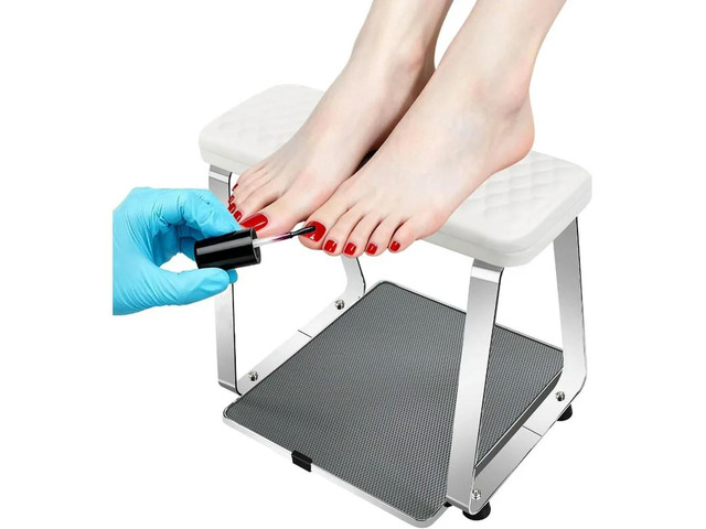 Stainless Steel Pedicure Stool with Movable Footrest and Hand Pillow - for Home and Salon Use Pedicure Station