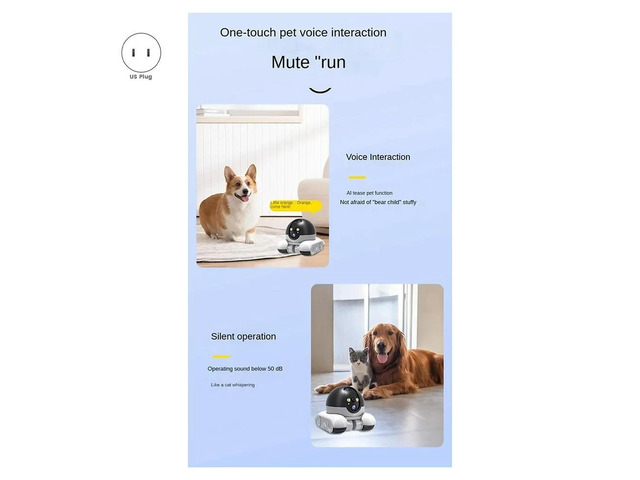 Home Security4K PTZ Robot Two-Way Audio Color Night Vision Surveillance Baby Pets Monitor Dual Lens Camera US Plug