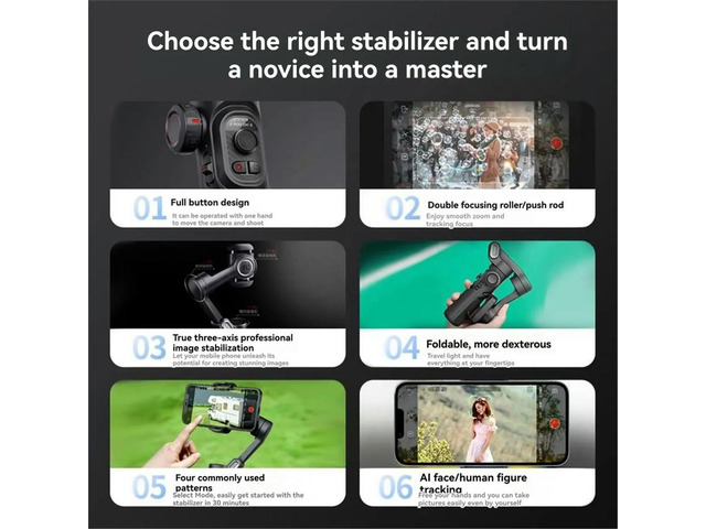 phone Stabilizer Live Streaming Mount for Short Video LVOG Selfie Three-Axis Anti-Shake Handheld Gimbal