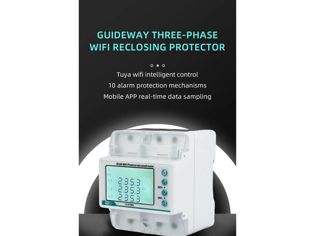3 Phase 4 Wire 100A Tuya Bi-Directional Energy Power KWh Meter over Under Voltage Protector over Load Protect