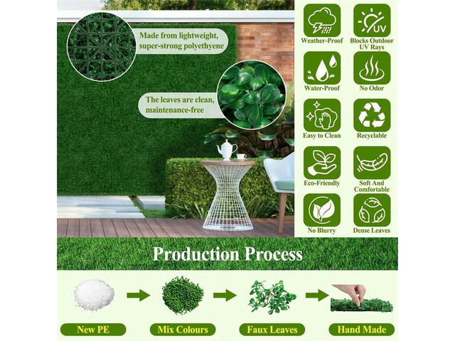 25Pcs Artificial Grass Wall Panels 10' X 10' Greenery Backdrop UV-Protected for Decor Wedding Garden Fence Decorations