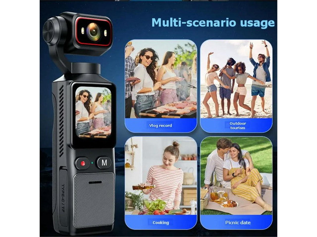 4K Pocket Action Camera Touch Screen Vlog Camera with Handheld Gimbal Stabilizer Body Camera Video Recorder