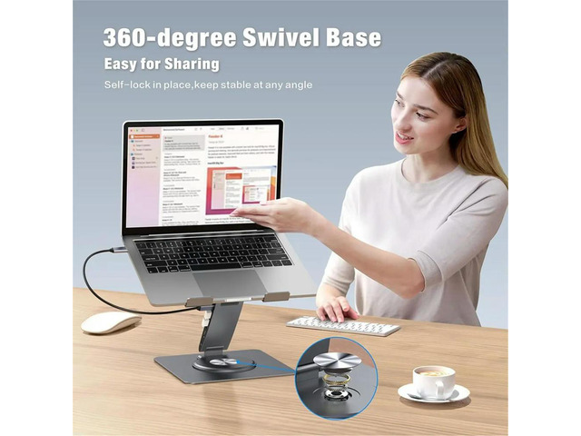 9-in-1 Desk Laptop Stand with Docking Station, 360° Rotation 4K60Hz, 3 USB3.0, 100W PD Charging for PC Laptop