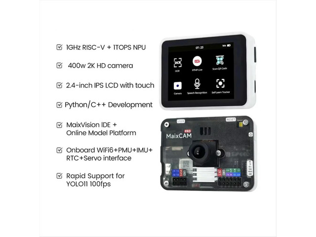 MaixCAM Pro RISC-V AI Development Board NPU Vision Camera Lmage Processing Audio Yolo Contest Camera with