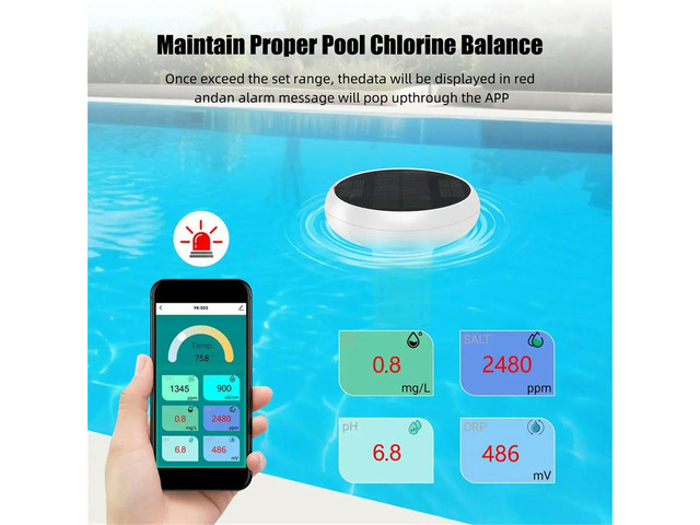 Tuya Zigbee Swimming Pool Water Tester PH ORP EC TDS Salinity Temperature CL Test Analyzer Solar Powered