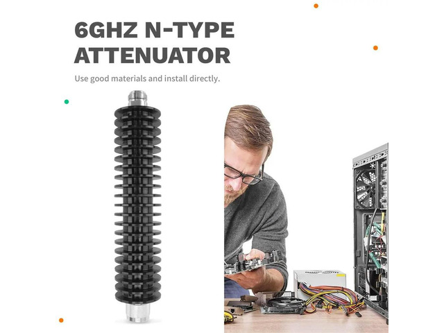 100W 10dB 6GHz N-Type Attenuator N-Type Male to Female Impedance 50 Low Standing Wave Coefficient VSWR Under 1.25