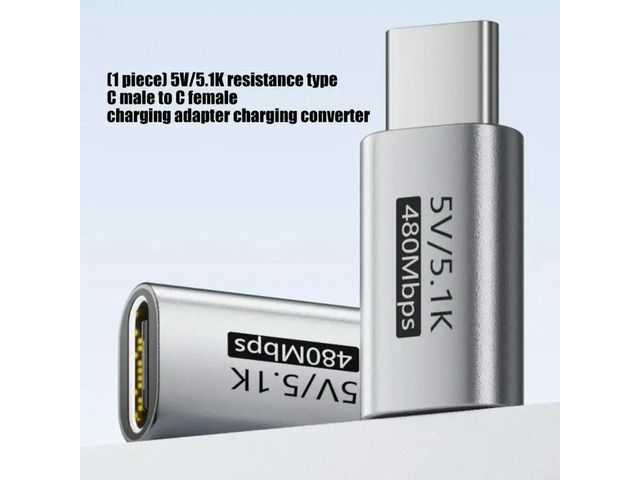 5V USB C Male To Female Charging Adapters 5.1K Resistors For Small Power Devices