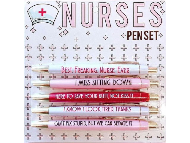 2025 5Pc Funny Nurse Pens Set Inspirational Ballpoint Pen,Novelty Pen Set Novelty Pen Stationery Supplies for Student Doctor