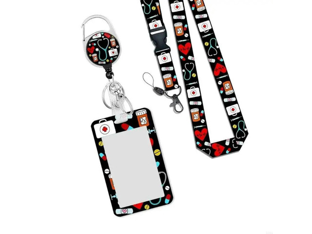 Retractable Lanyard Badge Holder Name Card Holder with Lanyards Retractable Reels Clip Retractable Keychain Badge Holder