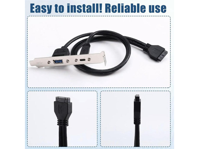 0.5m Rear USB 3.1 Port Expansion 20pin to TYPE-C Female and USB 3.0 Female Data Cable with Bezel on Computer Chassis