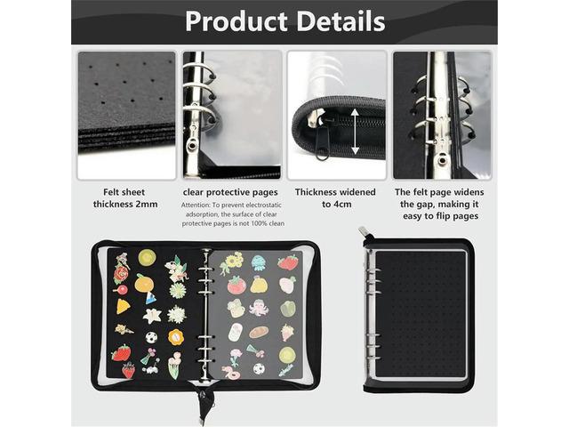 Enamel Pin Display Book with 8 Pages Transaction Collection Trading Pins Board Organizer Binder