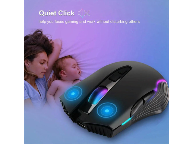 Ergonomic 2.4G Rechargeable Keyboard Mouse Set for Laptop RGB Color Backlit with Mouse Jiggler