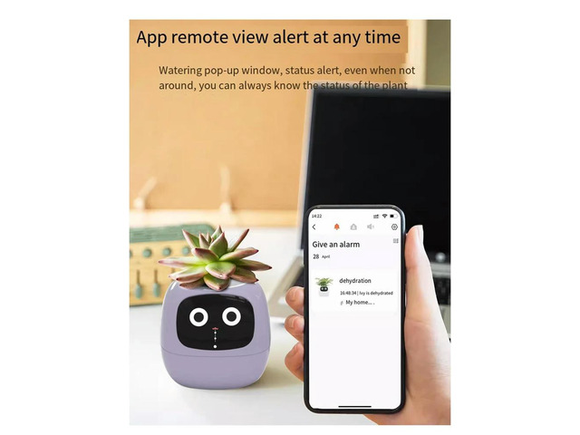 AI Pet Flowerpot Planting Robot 7 Sensors Planter Plant Time Temperature Display Flower Pots Yellow