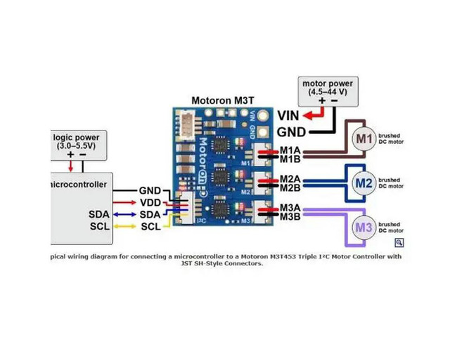 5083 Motoron M3T453 Triple I²C Motor Controller with JST