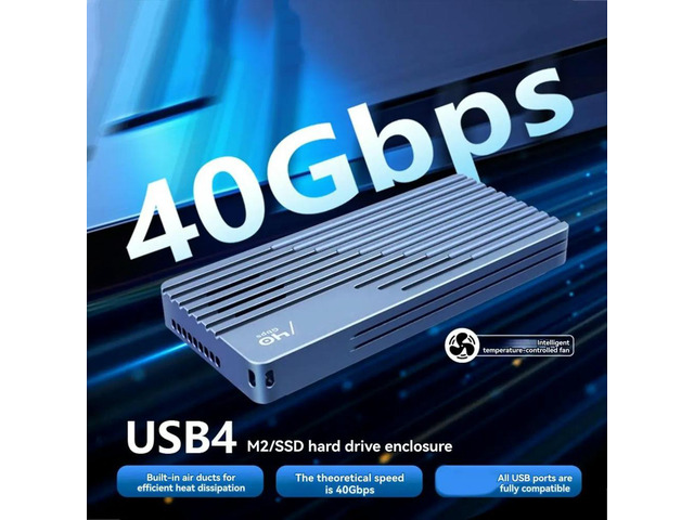 M.2 SSD Enclosure 40Gbps M.2 NVMe Case USB4/USB3.2 Type C SSD Case Cooling for 2280/2230 SSD Disk for Thunderbolt 4/3 B