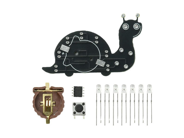 Mini PCB Soldering Board Kit Snail Shaped 7 Green LED STC8G1K17 Electronic DIY Project STEM Teaching Soldering Practice Parts