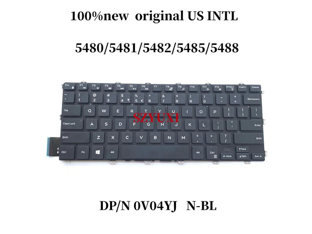 100%US English For Inspiron 5480 5481 5482 5485 5488 Laptop Keyboard No-backlight V04YJ 0V04YJ NSK-ER0SW
