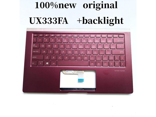 100%US English For UX333 UX333FA laptop keyboard Palmrest Assembly top cover C case RED with backlight 90NB0JV6-R31US0