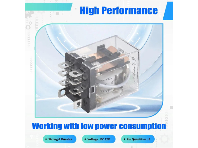 JQX-13F LY2 DC 12V Coil 8-Pin DPDT Green LED Electromagnetic Relay