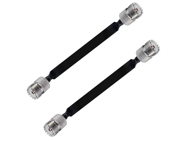 2 Pack 40Cm RF Coaxial Cable Window/Door Pass Through Flat Cable, SO239 UHF Female To UHF Female,50 Ohm