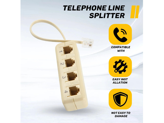 RJ11 6P4C To 6P4C 4 Way Telephone Line Modular Splitter Adapter Beige