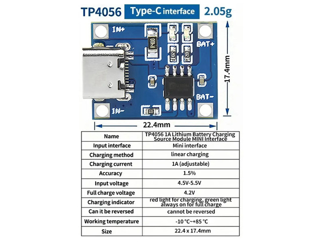 5V 1A Lithium Charger Module, Type-C Charging Board with Protection, Dual Function Power PCB 10PCS