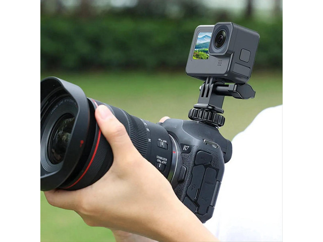 Action Camera Cold Shoe Adapter with 180° Adjustment, 1/4 Inch Hole, Compatible with for 12/11/10/9/8