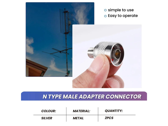 2pcs N Type male plug to F female coaxial adapter connector for antenna,silver