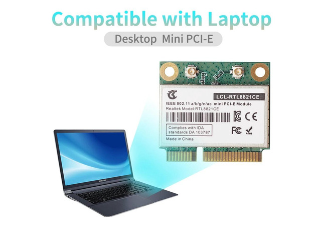 RTL8821CE 802.11AC for Bluetooth 4.2 433Mbps 2.4Ghz/5Ghz Dual Band Mini PCIe CARD RTL8821 Support Laptop/PC