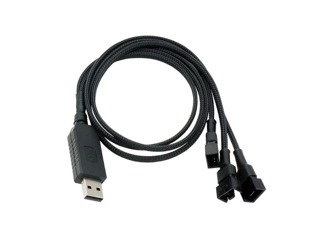 12V USB Fan Power Adapter Cable 1 to 3 Step-Up Power Adapter Cable for 4-Pin PC Cooling Fans