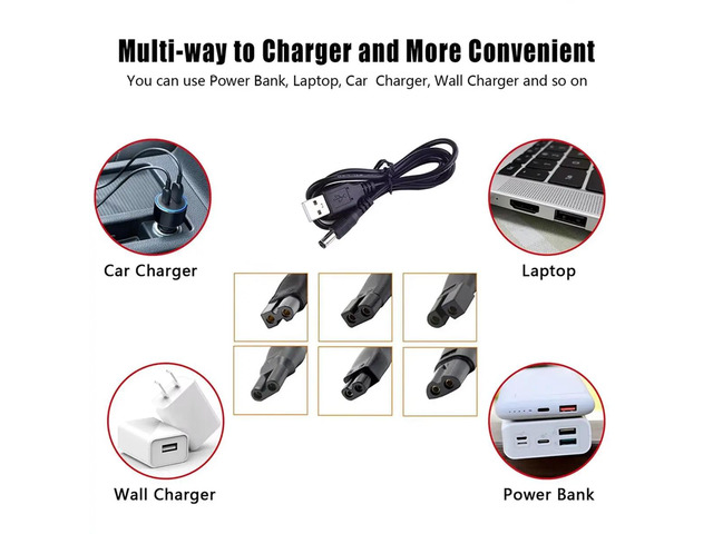 8 PCS Replacement Power Cord 5V Charger USB Adapter Set for All Kinds Electric Hair Clippers Shaver Beard Trimmer