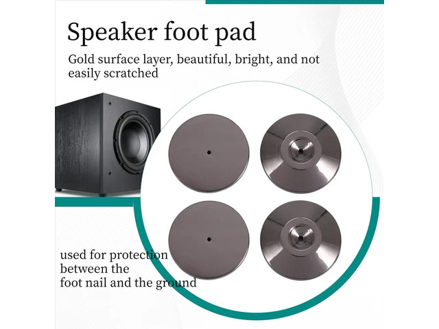 4 Pcs Speaker Pure Copper Spikes Pads HiFi Speaker Box Isolation Floor Stand Feet Cone Base Shoes Pad (Black)